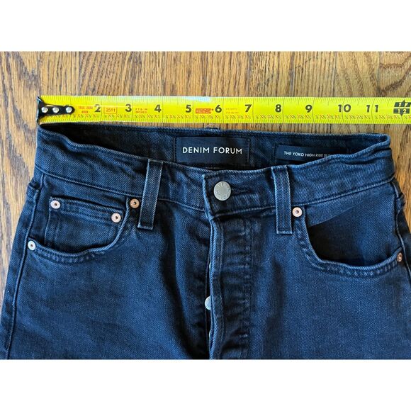 DENIM FORUM Black The Yoko High Rise Slim Jeans Pants   Women's Size 28 - Picture 8 of 11